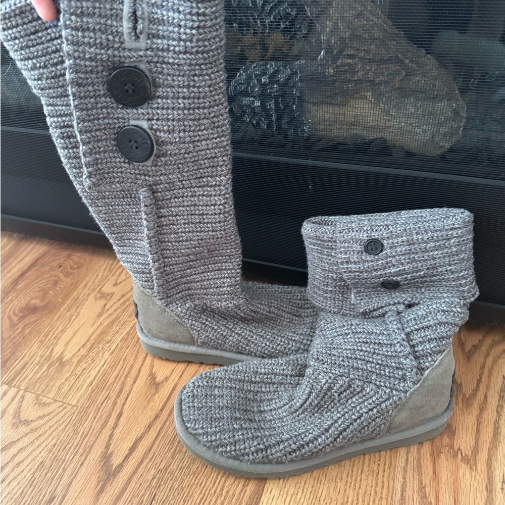 UGG Gray Winter Knit Boots